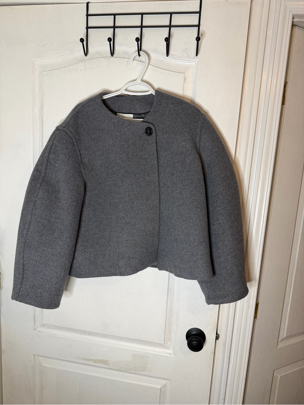 CLASSY WOOL BLEND Gray Cropped Coat (ITALIAN WHOOL BLEND)